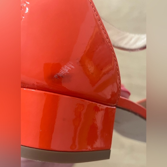 Jcrew red orange patent leather ankle wrap sandals size 8.5 - Picture 5 of 9